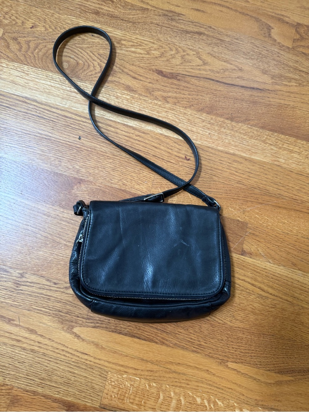 Margo black leather crossbody purse